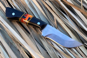 Custom Hand Made 8 inch Fixed Blade with Segmented Ebony Handles