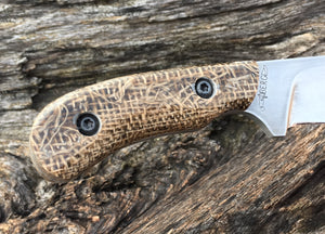 Custom Hand Made Fixed BladeNeck Knife with Burlap Micarta Scales