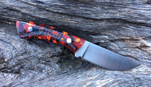 Custom Hand Made 7 inch Camp Knife EDC with Red and Black scales