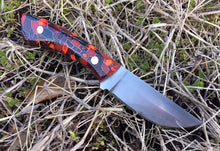 Load image into Gallery viewer, Custom Hand Made 7 inch Camp Knife EDC with Red and Black scales