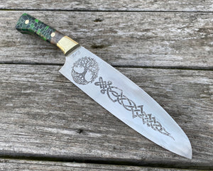 Celtic Tree of Life Themed Custom Hand Made Chef Knife