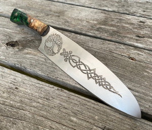 Celtic Tree of Life Themed Custom Hand Made Chef Knife