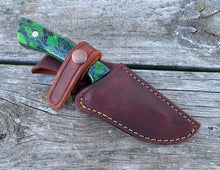 Load image into Gallery viewer, Custom Hand Made 8 inch Fixed Blade with Green Honey Comb Handles