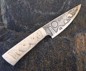 Dragon Themed Custom Hand Made Chef Knife by Berg Knife Making