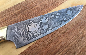 Nautical Themed Custom Hand Made Chef Knife by Berg Blades
