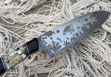 Load image into Gallery viewer, Sea Turtle and Coral Underwater Themed Custom Hand Made Chef Knife