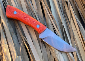 Custom Hand Made 7 inch Fixed Blade with Orange Handles