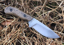 Load image into Gallery viewer, Custom Hand Made Fixed BladeNeck Knife with Burlap Micarta Scales