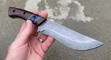 Load image into Gallery viewer, Custom Hand Made 10 inch Fixed Blade with segmented wood and blue swirl handles