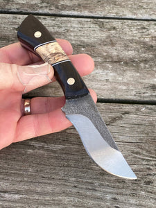 Custom Hand Made 7 inch Fixed Blade with Ebony and Burl segmented Handles