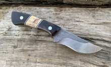 Load image into Gallery viewer, Custom Hand Made 7 inch Fixed Blade with Ebony and Burl segmented Handles