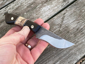 Custom Hand Made 7 inch Fixed Blade with Ebony and Burl segmented Handles