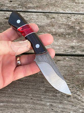 Load image into Gallery viewer, Custom Hand Made 6 3/4 inch Fixed Blade with Ebony and red  segmented Handles