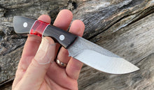 Load image into Gallery viewer, Custom Hand Made 6 3/4 inch Fixed Blade with Ebony and red  segmented Handles