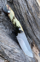Load image into Gallery viewer, Custom Hand Made 7 3/4 inch Fixed Blade with cast Burl Handles