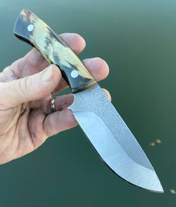 Custom Hand Made 7 3/4 inch Fixed Blade with cast Burl Handles
