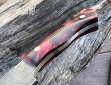 Load image into Gallery viewer, Custom Hand Made 8 inch Fixed Blade with cast Wine colored Handles