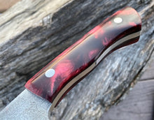 Load image into Gallery viewer, Custom Hand Made 8 inch Fixed Blade with cast Wine colored Handles