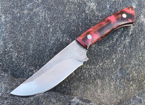 Custom Hand Made 8 inch Fixed Blade with cast Wine colored Handles