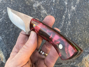 Custom Hand Made 8 inch Fixed Blade with cast Wine colored Handles