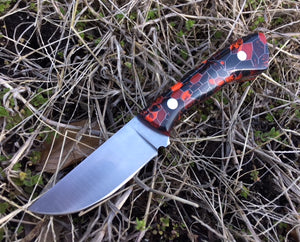 Custom Hand Made 7 inch Camp Knife EDC with Red and Black scales