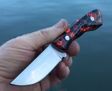 Load image into Gallery viewer, Custom Hand Made 7 inch Camp Knife EDC with Red and Black scales