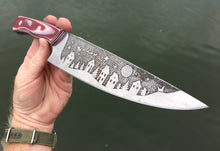 Load image into Gallery viewer, Christmas Themed Custom Hand Made Chef Knife by Berg Knife Making