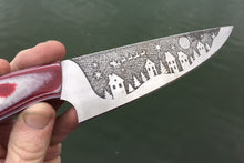 Load image into Gallery viewer, Christmas Themed Custom Hand Made Chef Knife by Berg Knife Making