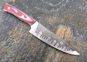 Christmas Themed Custom Hand Made Chef Knife by Berg Knife Making
