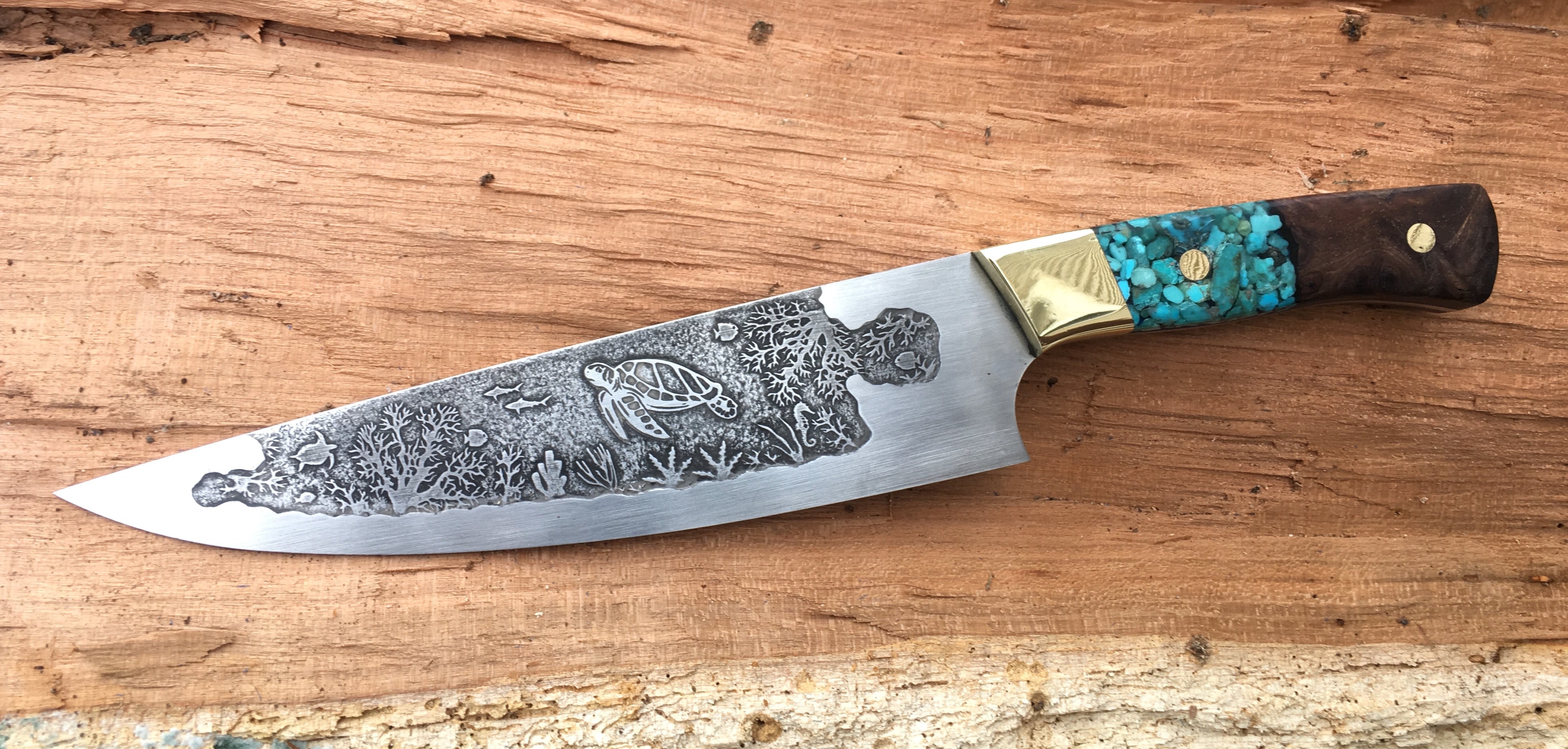 Beach Themed Custom Hand Made Chef Knife by Berg Knife Making – Berg  Knifemaking
