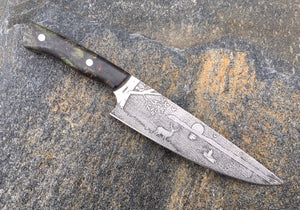 Deer on the Lake Themed Custom Hand Made Chef Knife by Berg Blades