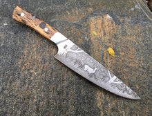 Load image into Gallery viewer, Deer in the Woods Themed Custom Hand Made Chef Knife by Berg Blades