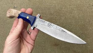 High Carbon Dagger with hybrid wood and blue scales