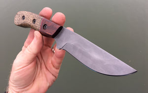 Custom Hand Made Fixed Blade with Burlap Micarta Hybrid Scales