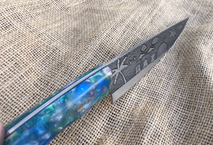 Beach Themed Custom Hand Made Chef Knife by Berg Knife Making