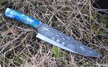 Load image into Gallery viewer, Beach Themed Custom Hand Made Chef Knife by Berg Knife Making