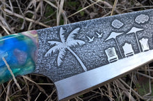 Load image into Gallery viewer, Beach Themed Custom Hand Made Chef Knife by Berg Knife Making