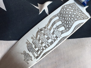 American Flag Patriot Themed Custom Hand Made Chef Knife by Berg Knife Making