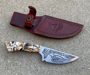Shark Knife with fossil shark teeth cast handles