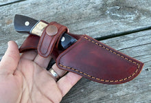 Load image into Gallery viewer, Custom Hand Made 7 3/4 inch Fixed Blade with Blackwood segmented Handles
