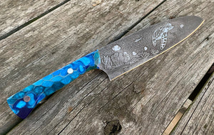 Sea Turtle Themed Chef Knife with blue scales