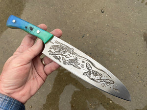 Sea Turtle Chef Knife. Functional Metal Art by Berg Knifemaking