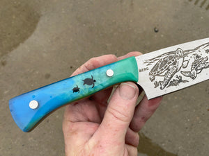 Sea Turtle Chef Knife. Functional Metal Art by Berg Knifemaking
