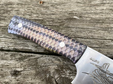 Load image into Gallery viewer, Striped Bass etched Chef Knife. Functional Metal Art by Berg Knifemaking