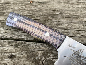 Striped Bass etched Chef Knife. Functional Metal Art by Berg Knifemaking