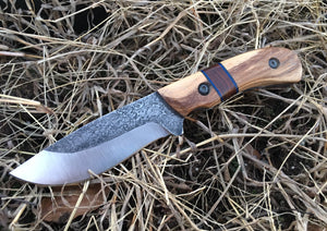 Custom Hand Made Fixed Blade with Light and Dark wood Hybrid Scales