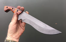 Load image into Gallery viewer, Custom Hand Made Recurve knife with hybrid wood and acrylic segmented handles