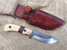 Load image into Gallery viewer, Custom Hand Made Fixed Blade with Light and Dark wood Hybrid Scales