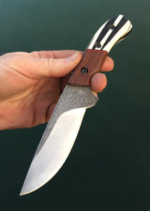 Custom Hand Made Fixed Blade with Woolly Mammoth Segmented Hybrid Scales