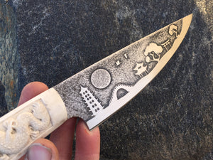 Dragon Themed Custom Hand Made Chef Knife by Berg Knife Making